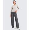 imageG4Free Womens Ribbed Knit Wide Leg Pants with Pockets Lightweight Stretchy Yoga Pants Casual LoungeDark Gray