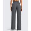 imageG4Free Womens Ribbed Knit Wide Leg Pants with Pockets Lightweight Stretchy Yoga Pants Casual LoungeDark Gray