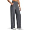imageG4Free Womens Ribbed Knit Wide Leg Pants with Pockets Lightweight Stretchy Yoga Pants Casual LoungeDark Gray