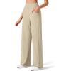 imageG4Free Womens Ribbed Knit Wide Leg Pants with Pockets Lightweight Stretchy Yoga Pants Casual LoungeDirty Latte