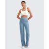 imageG4Free Womens Ribbed Knit Wide Leg Pants with Pockets Lightweight Stretchy Yoga Pants Casual LoungeDusty Blue