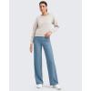imageG4Free Womens Ribbed Knit Wide Leg Pants with Pockets Lightweight Stretchy Yoga Pants Casual LoungeDusty Blue