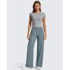imageG4Free Womens Ribbed Knit Wide Leg Pants with Pockets Lightweight Stretchy Yoga Pants Casual LoungeGray Blue