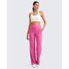 imageG4Free Womens Ribbed Knit Wide Leg Pants with Pockets Lightweight Stretchy Yoga Pants Casual LoungeHot Pink