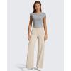 imageG4Free Womens Ribbed Knit Wide Leg Pants with Pockets Lightweight Stretchy Yoga Pants Casual LoungeLight Khaki