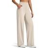 imageG4Free Womens Ribbed Knit Wide Leg Pants with Pockets Lightweight Stretchy Yoga Pants Casual LoungeLight Khaki
