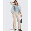 imageG4Free Womens Ribbed Knit Wide Leg Pants with Pockets Lightweight Stretchy Yoga Pants Casual LoungeLight Khaki