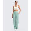 imageG4Free Womens Ribbed Knit Wide Leg Pants with Pockets Lightweight Stretchy Yoga Pants Casual LoungePowder Blue