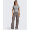 imageG4Free Womens Ribbed Knit Wide Leg Pants with Pockets Lightweight Stretchy Yoga Pants Casual LoungeTaupe