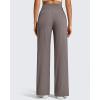imageG4Free Womens Ribbed Knit Wide Leg Pants with Pockets Lightweight Stretchy Yoga Pants Casual LoungeTaupe