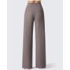 imageG4Free Womens Ribbed Knit Wide Leg Pants with Pockets Lightweight Stretchy Yoga Pants Casual LoungeTaupe