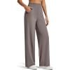 imageG4Free Womens Ribbed Knit Wide Leg Pants with Pockets Lightweight Stretchy Yoga Pants Casual LoungeTaupe