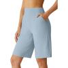 imageG4Free Ribbed Bermuda Shorts for Women 1011 High Waisted Crossover Shorts with Pockets for Workout Casual SummerBlue Willow