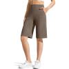 imageG4Free Ribbed Bermuda Shorts for Women 1011 High Waisted Crossover Shorts with Pockets for Workout Casual SummerDark Brown