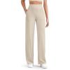 imageG4Free Womens Ribbed Knit Wide Leg Pants with Pockets Lightweight Stretchy Yoga Pants Casual LoungeLight Khaki