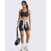 imageG4Free Ribbed Crewneck Sports Bras Padded for Women  Racerback Crop Tank Tops Workout Yoga Medium ImpactBlack