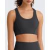 imageG4Free Ribbed Crewneck Sports Bras Padded for Women  Racerback Crop Tank Tops Workout Yoga Medium ImpactBlack