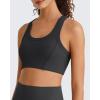 imageG4Free Ribbed Crewneck Sports Bras Padded for Women  Racerback Crop Tank Tops Workout Yoga Medium ImpactBlack