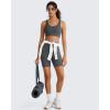 imageG4Free Ribbed Crewneck Sports Bras Padded for Women  Racerback Crop Tank Tops Workout Yoga Medium ImpactDark Gray