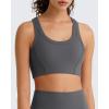 imageG4Free Ribbed Crewneck Sports Bras Padded for Women  Racerback Crop Tank Tops Workout Yoga Medium ImpactDark Gray