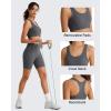 imageG4Free Ribbed Crewneck Sports Bras Padded for Women  Racerback Crop Tank Tops Workout Yoga Medium ImpactDark Gray