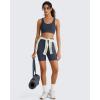imageG4Free Ribbed Crewneck Sports Bras Padded for Women  Racerback Crop Tank Tops Workout Yoga Medium ImpactDark Navy
