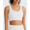 imageG4Free Ribbed Crewneck Sports Bras Padded for Women  Racerback Crop Tank Tops Workout Yoga Medium ImpactPure White