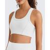 imageG4Free Ribbed Crewneck Sports Bras Padded for Women  Racerback Crop Tank Tops Workout Yoga Medium ImpactPure White
