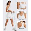 imageG4Free Ribbed Crewneck Sports Bras Padded for Women  Racerback Crop Tank Tops Workout Yoga Medium ImpactPure White