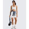 imageG4Free Ribbed Crewneck Sports Bras Padded for Women  Racerback Crop Tank Tops Workout Yoga Medium ImpactPure White