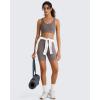 imageG4Free Ribbed Crewneck Sports Bras Padded for Women  Racerback Crop Tank Tops Workout Yoga Medium ImpactTaupe