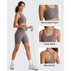 imageG4Free Ribbed Crewneck Sports Bras Padded for Women  Racerback Crop Tank Tops Workout Yoga Medium ImpactTaupe