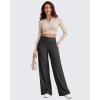 imageG4Free Ribbed Wide Leg Pants Women Breathable Stretchy Lightweight Cross Waist Yoga Pants with PocketsBlack