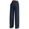 imageG4Free Ribbed Wide Leg Pants Women Breathable Stretchy Lightweight Cross Waist Yoga Pants with PocketsDark Navy