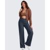 imageG4Free Ribbed Wide Leg Pants Women Breathable Stretchy Lightweight Cross Waist Yoga Pants with PocketsDark Navy