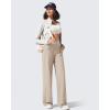 imageG4Free Ribbed Wide Leg Pants Women Breathable Stretchy Lightweight Cross Waist Yoga Pants with PocketsLight Khaki