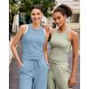 imageG4Free Workout Tank Tops for Women Slim Fitted Racerback Ribbed Athletic Gym Yoga Tanks Summer CasualDusty Blue