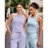 imageG4Free Workout Tank Tops for Women Slim Fitted Racerback Ribbed Athletic Gym Yoga Tanks Summer CasualLavender