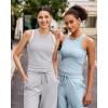 imageG4Free Workout Tank Tops for Women Slim Fitted Racerback Ribbed Athletic Gym Yoga Tanks Summer CasualSilver Gray