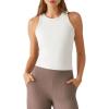 imageG4Free Workout Tank Tops for Women Slim Fitted Racerback Ribbed Athletic Gym Yoga Tanks Summer CasualPure White