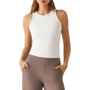 imageG4Free Workout Tank Tops for Women Slim Fitted Racerback Ribbed Athletic Gym Yoga Tanks Summer CasualPure White