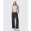 imageG4Free Ribbed Ankle Pants for Women 78 Length Wide Leg Yoga Pants with Pockets Casual TravelBlack
