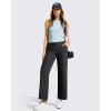 imageG4Free Ribbed Ankle Pants for Women 78 Length Wide Leg Yoga Pants with Pockets Casual TravelBlack