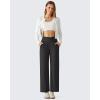 imageG4Free Ribbed Ankle Pants for Women 78 Length Wide Leg Yoga Pants with Pockets Casual TravelBlack