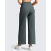 imageG4Free Ribbed Ankle Pants for Women 78 Length Wide Leg Yoga Pants with Pockets Casual TravelDark Gray