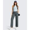 imageG4Free Ribbed Ankle Pants for Women 78 Length Wide Leg Yoga Pants with Pockets Casual TravelDark Gray