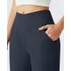 imageG4Free Ribbed Ankle Pants for Women 78 Length Wide Leg Yoga Pants with Pockets Casual TravelDark Navy