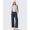 imageG4Free Ribbed Ankle Pants for Women 78 Length Wide Leg Yoga Pants with Pockets Casual TravelDark Navy