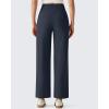 imageG4Free Ribbed Ankle Pants for Women 78 Length Wide Leg Yoga Pants with Pockets Casual TravelDark Navy