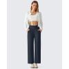 imageG4Free Ribbed Ankle Pants for Women 78 Length Wide Leg Yoga Pants with Pockets Casual TravelDark Navy